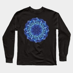 Blue Mushroom Mandala Long Sleeve T-Shirt